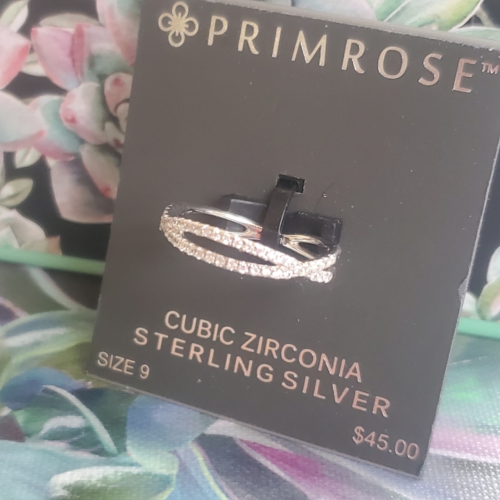 Size 9 Sterling Silver Ring with Cubic Zirconia